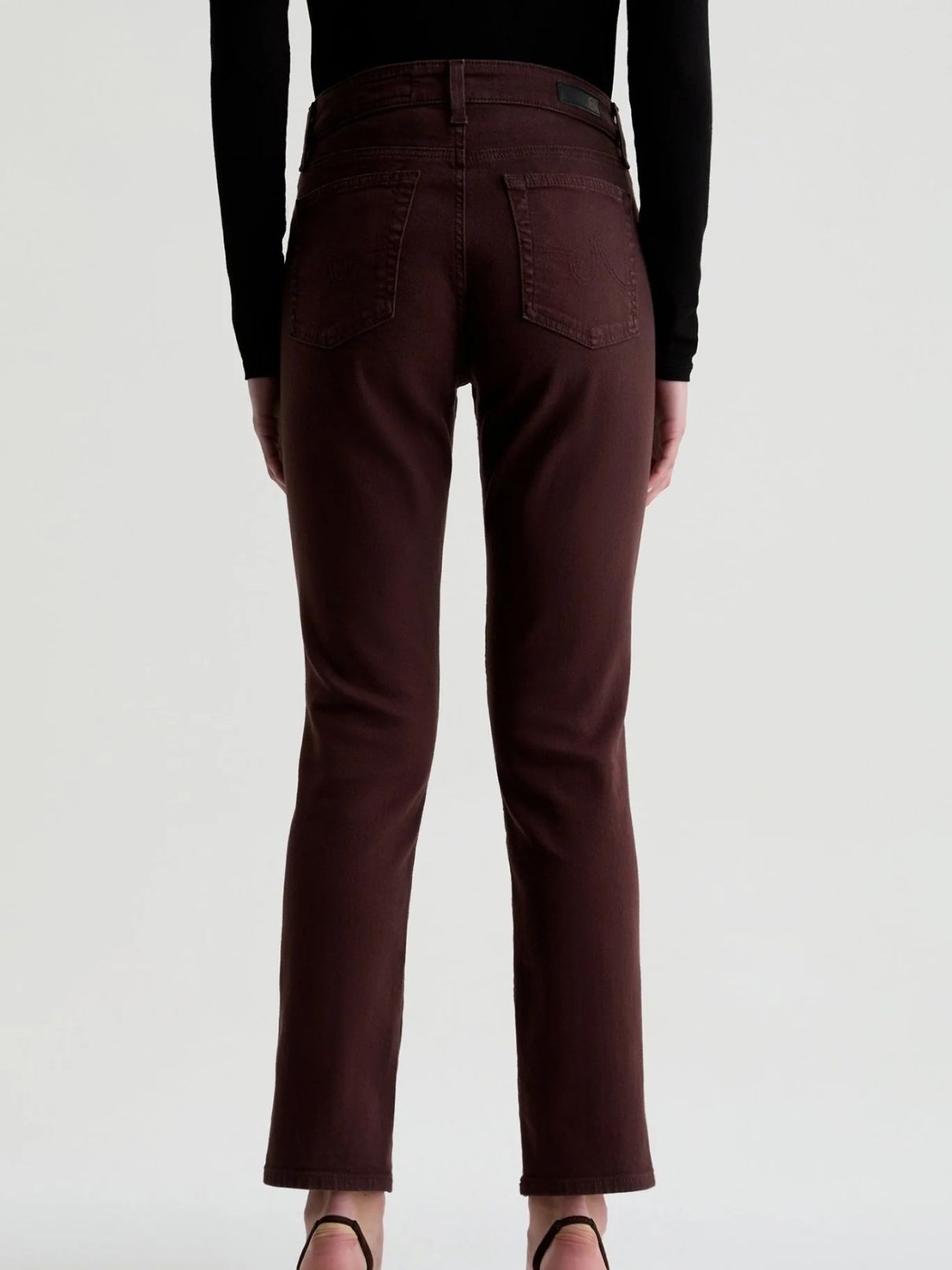 AG Jeans Mari Mid Rise Slim Straight in Coffee