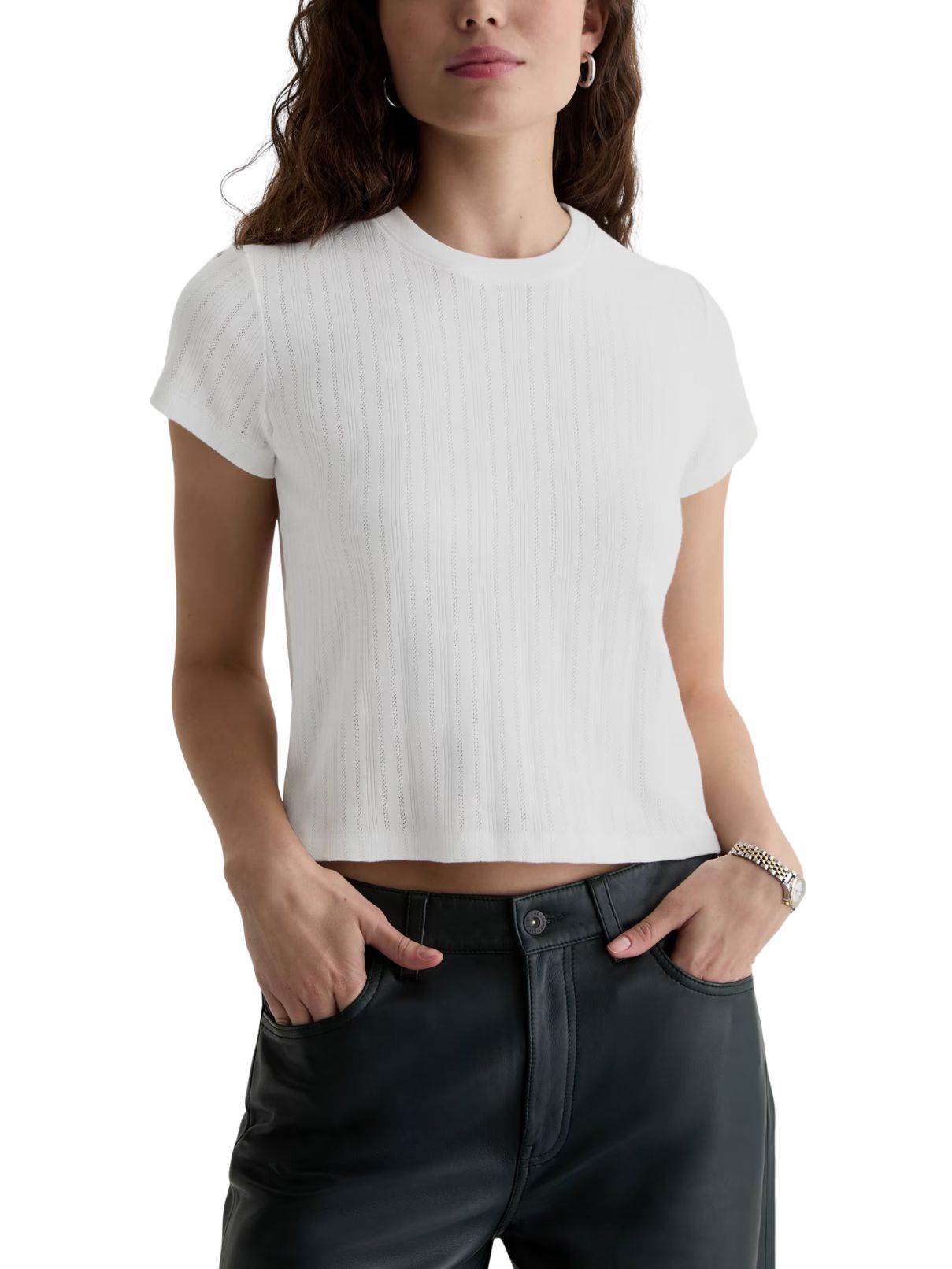 AG Sadie Pointelle T-Shirt – Powder