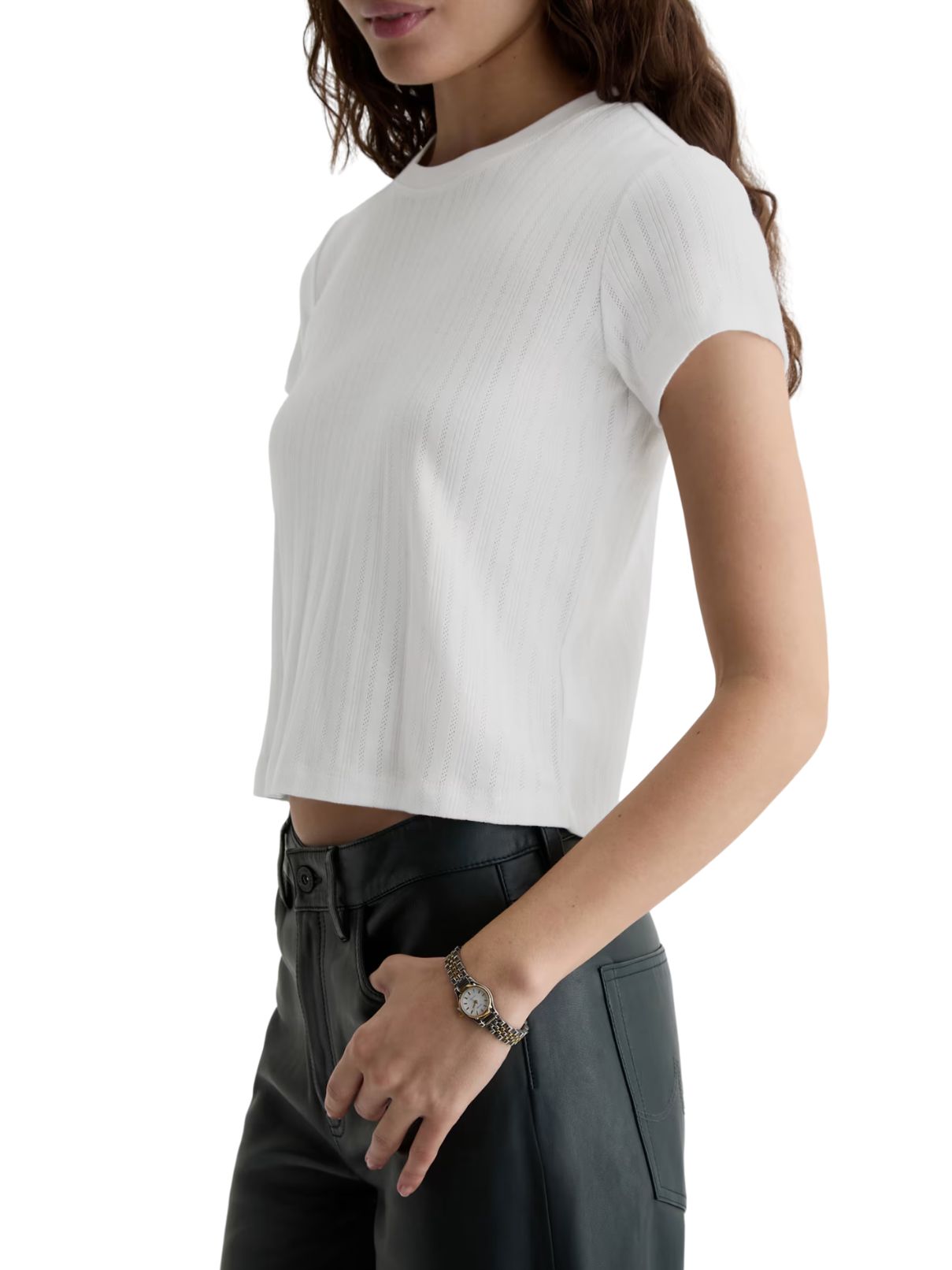 AG Sadie Pointelle T-Shirt – Powder