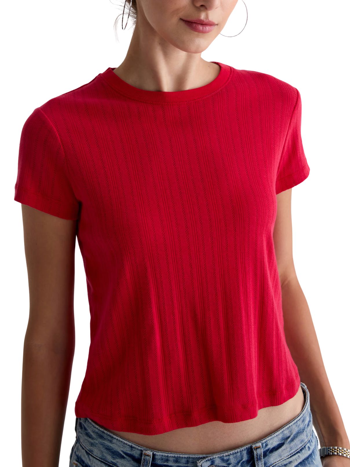 AG Sadie Pointelle T-Shirt – Recording Red