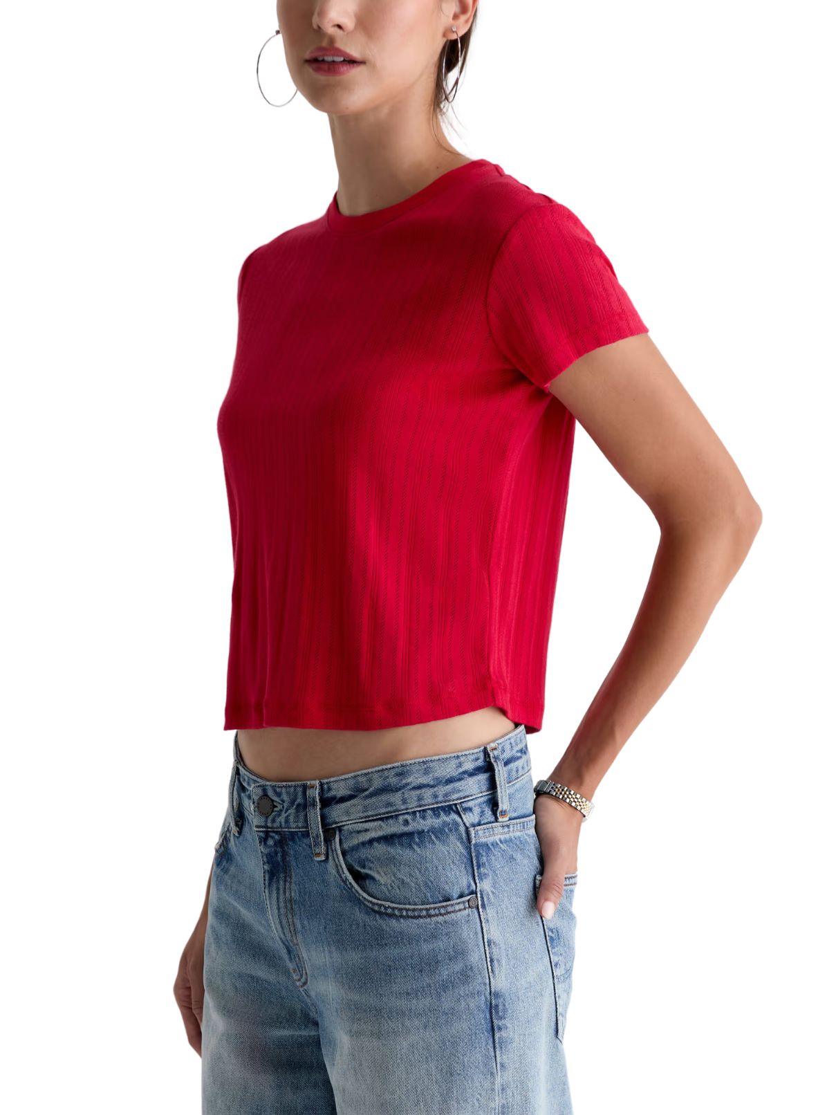AG Sadie Pointelle T-Shirt – Recording Red