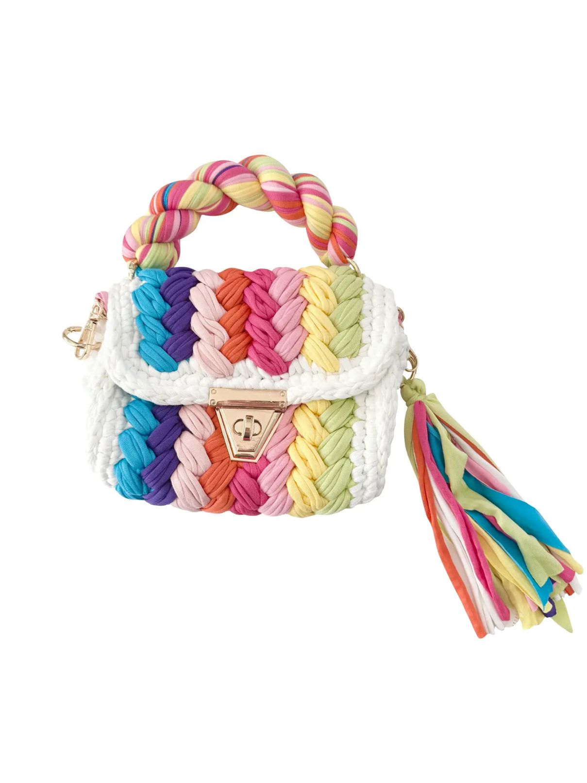 Alexis Woven Bag in Neon Rainbow
