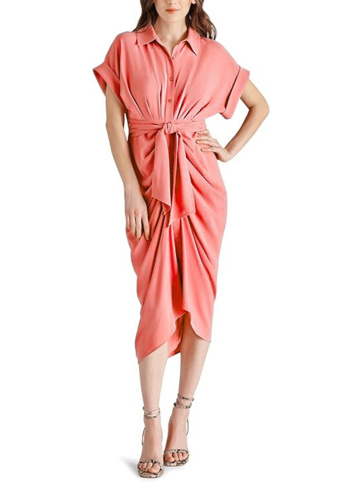 BB Dakota Tori Twist Front Shirt Dress in Mauve Glow