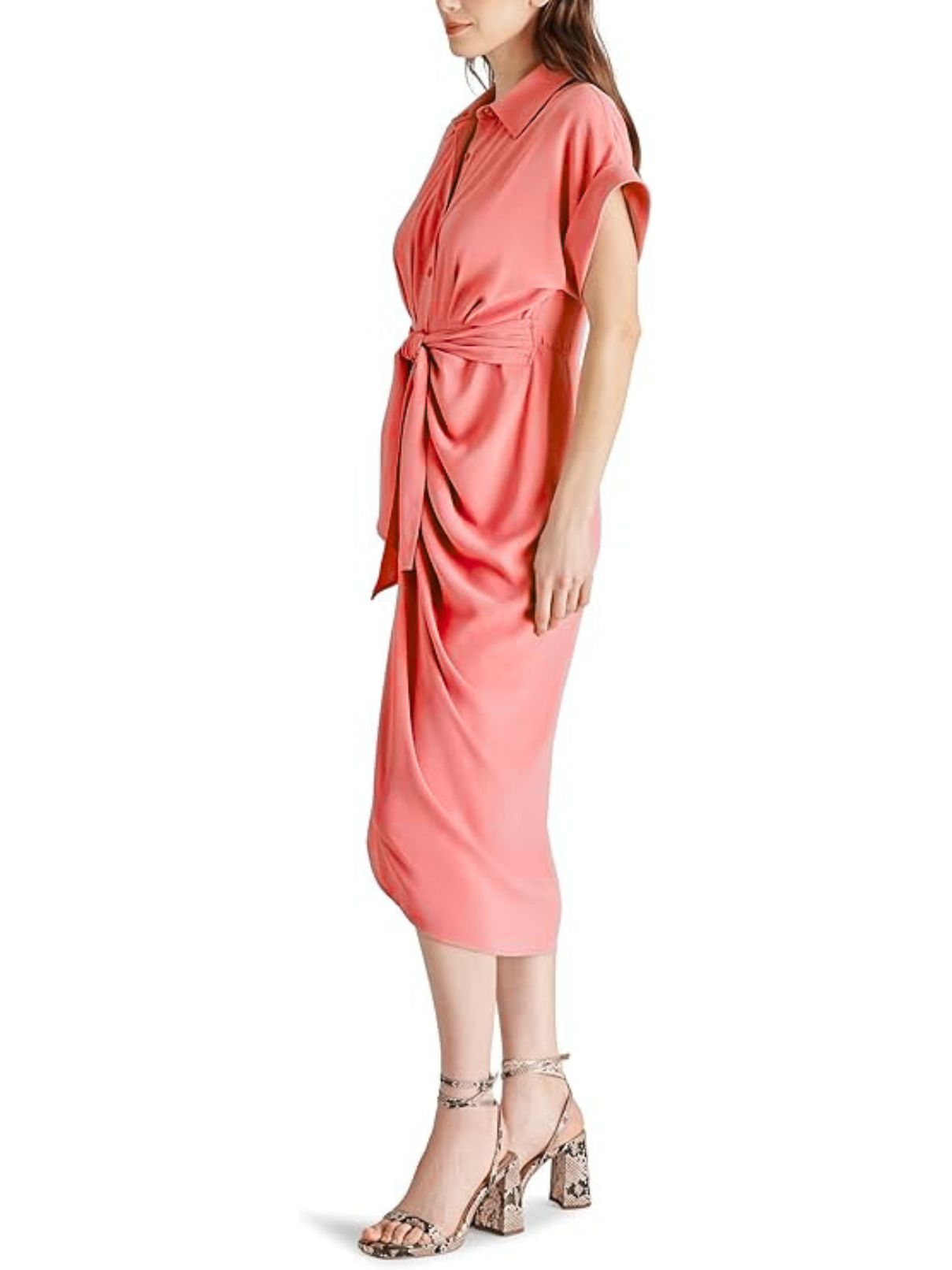 BB Dakota Tori Twist Front Shirt Dress in Mauve Glow