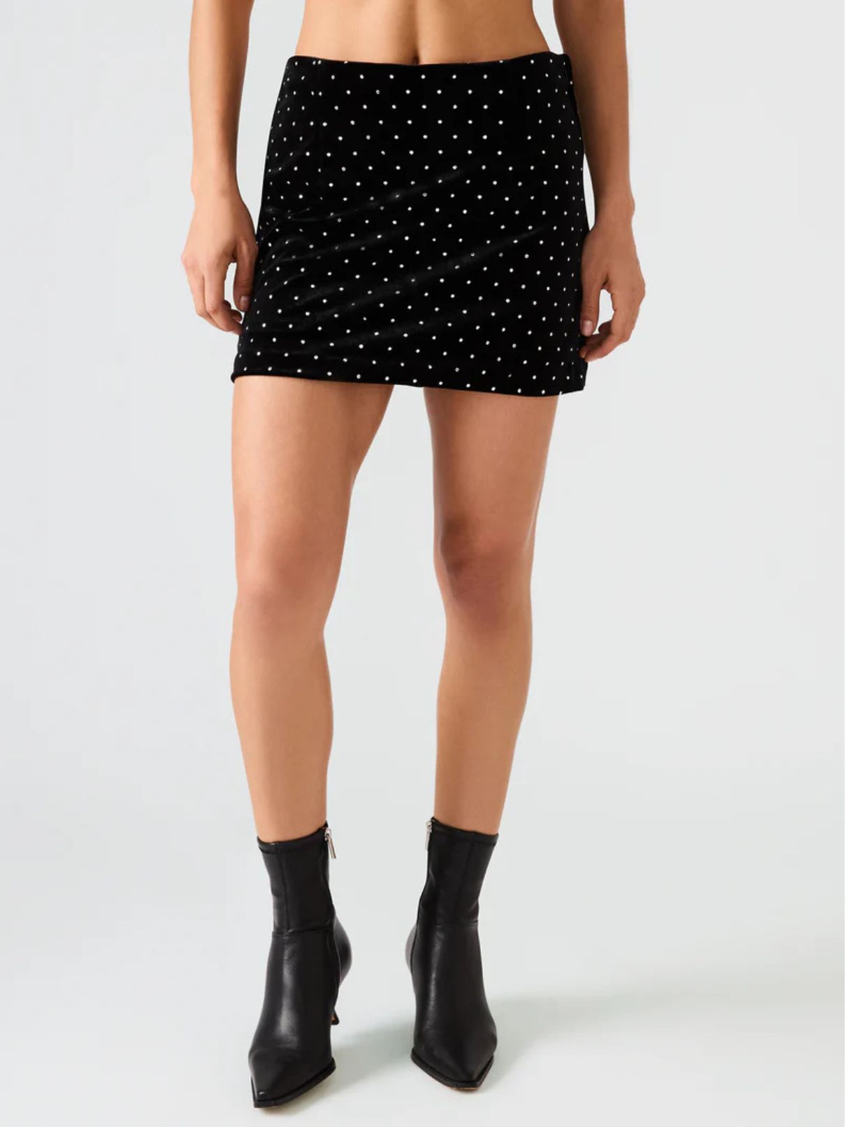 BB Dakota by Steve Madden Cindi Skirt in Studded Black Velvet