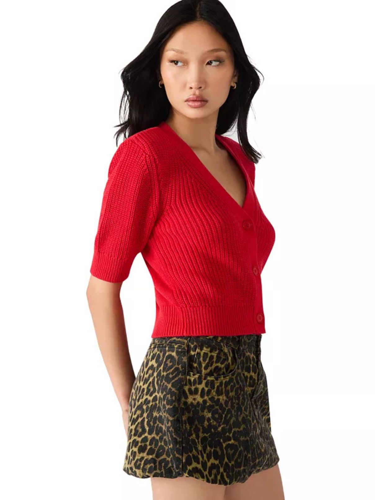 BB Dakota by Steve Madden Janae Cardigan in Dark Red