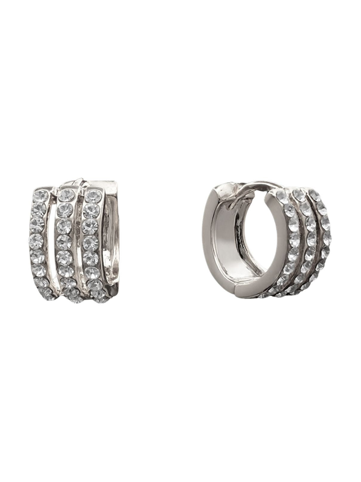 Beje Designs 3 Row Huggie Earrings in Silver