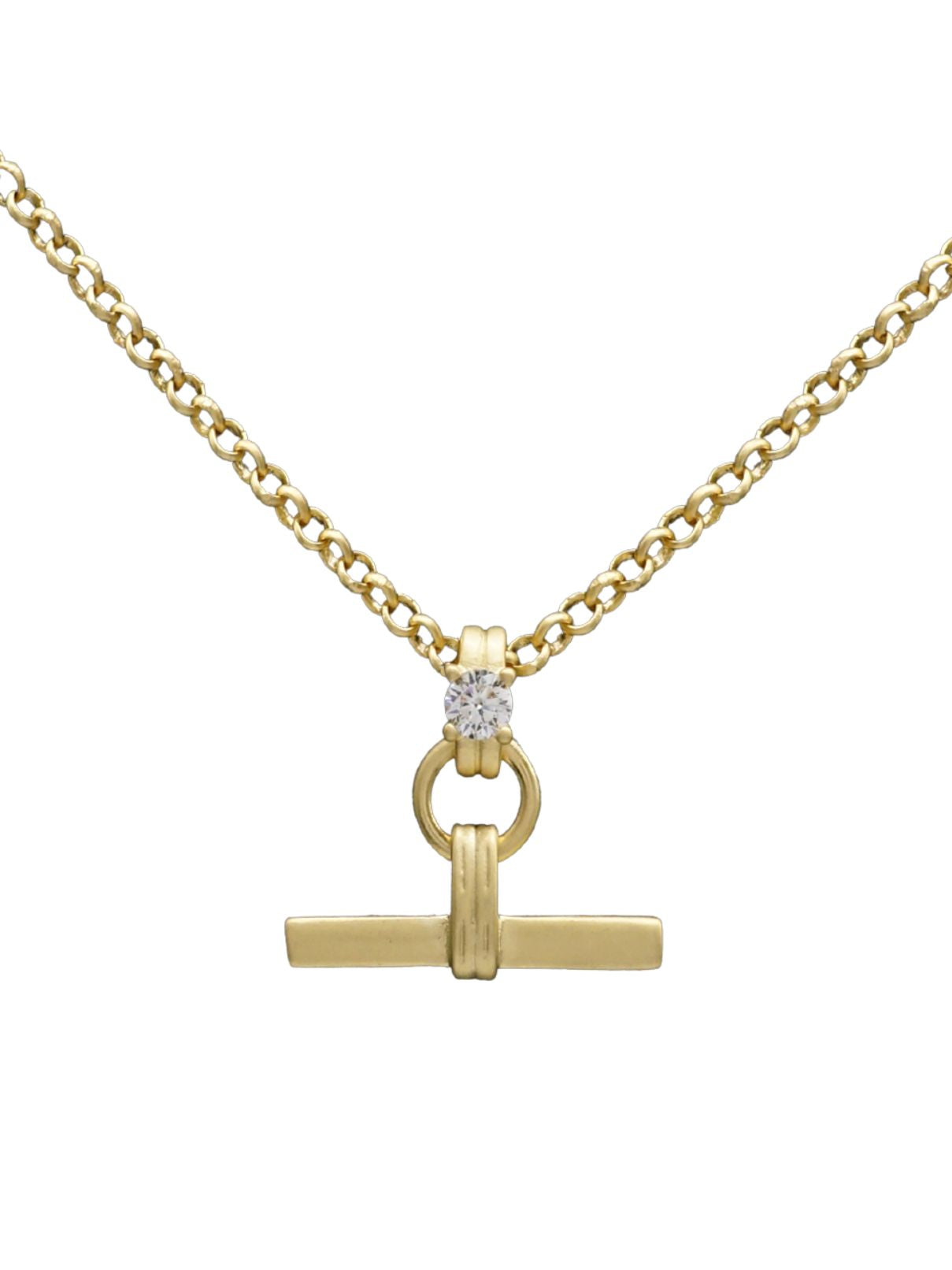 Beje Designs CZ Bar Necklace in Matte Gold