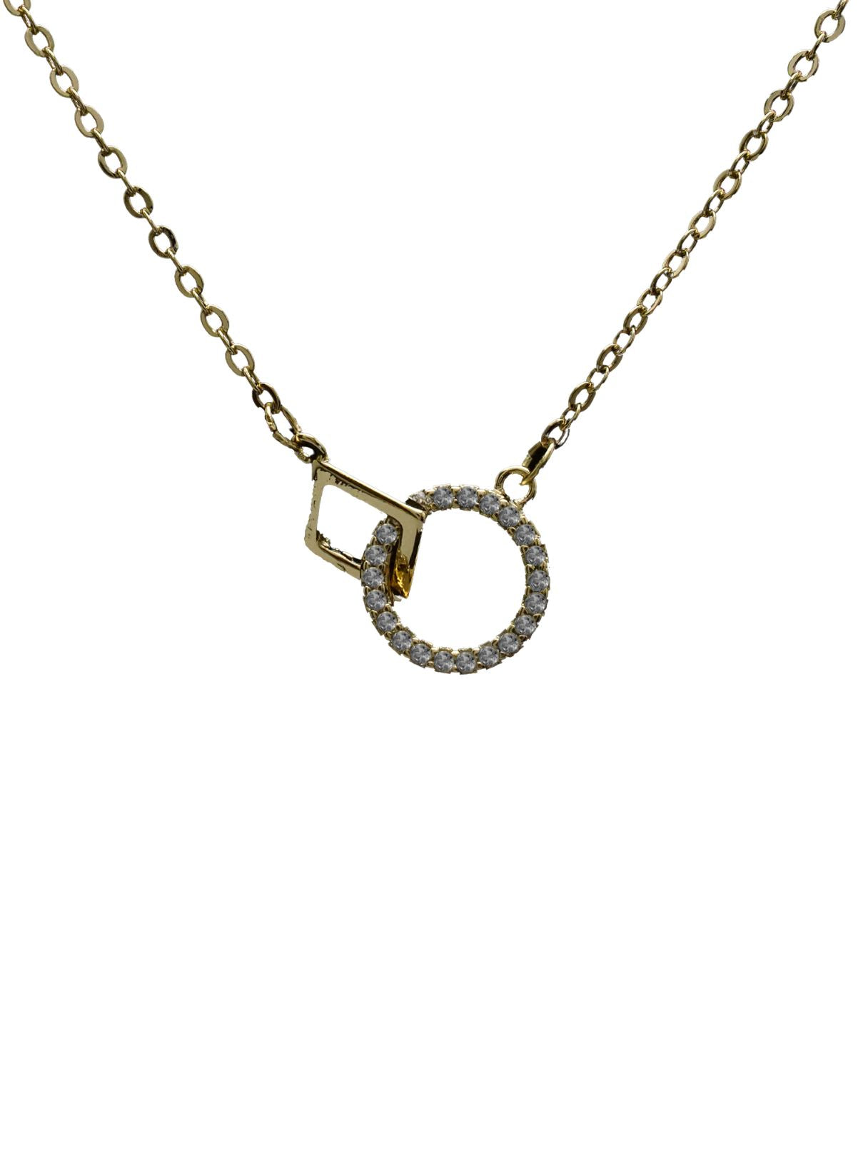 Beje Designs Pavé Circle & Square Necklace in Gold