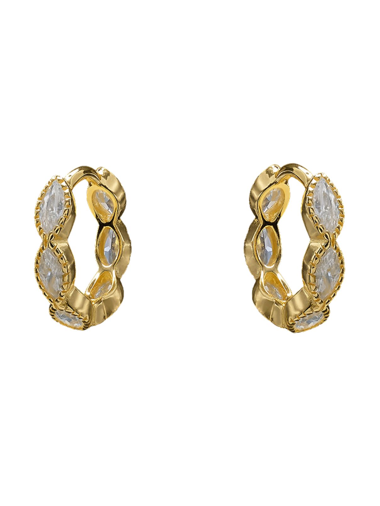 Beje Designs Triple Oval CZ Huggie Earrings in Gold