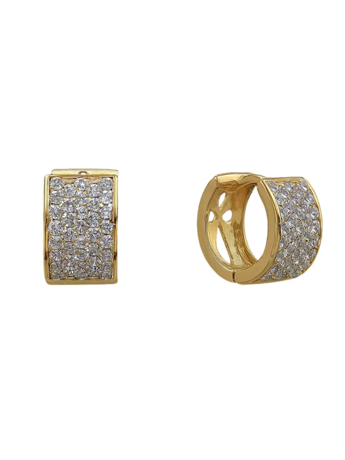 Beje Designs Wide Pavé Huggie Earrings in Gold