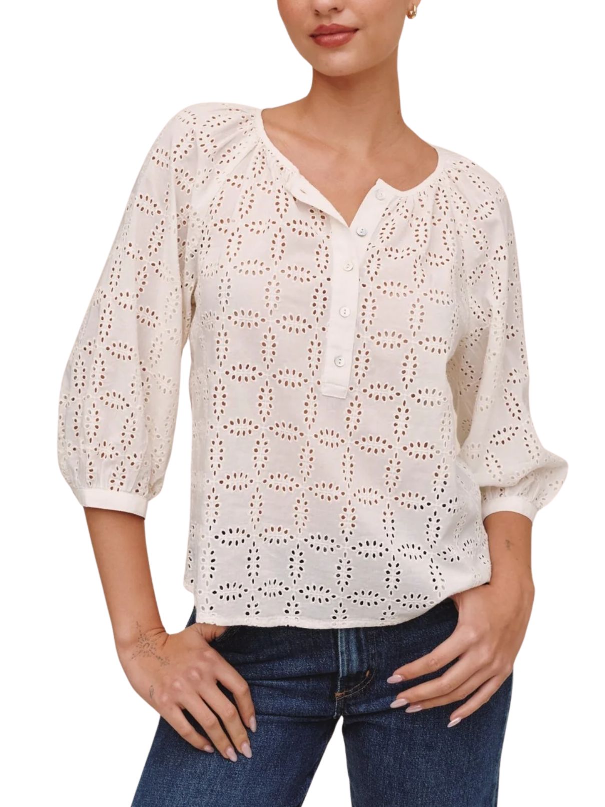 Bella Dahl 3/4 Sleeve Pullover in Ivory