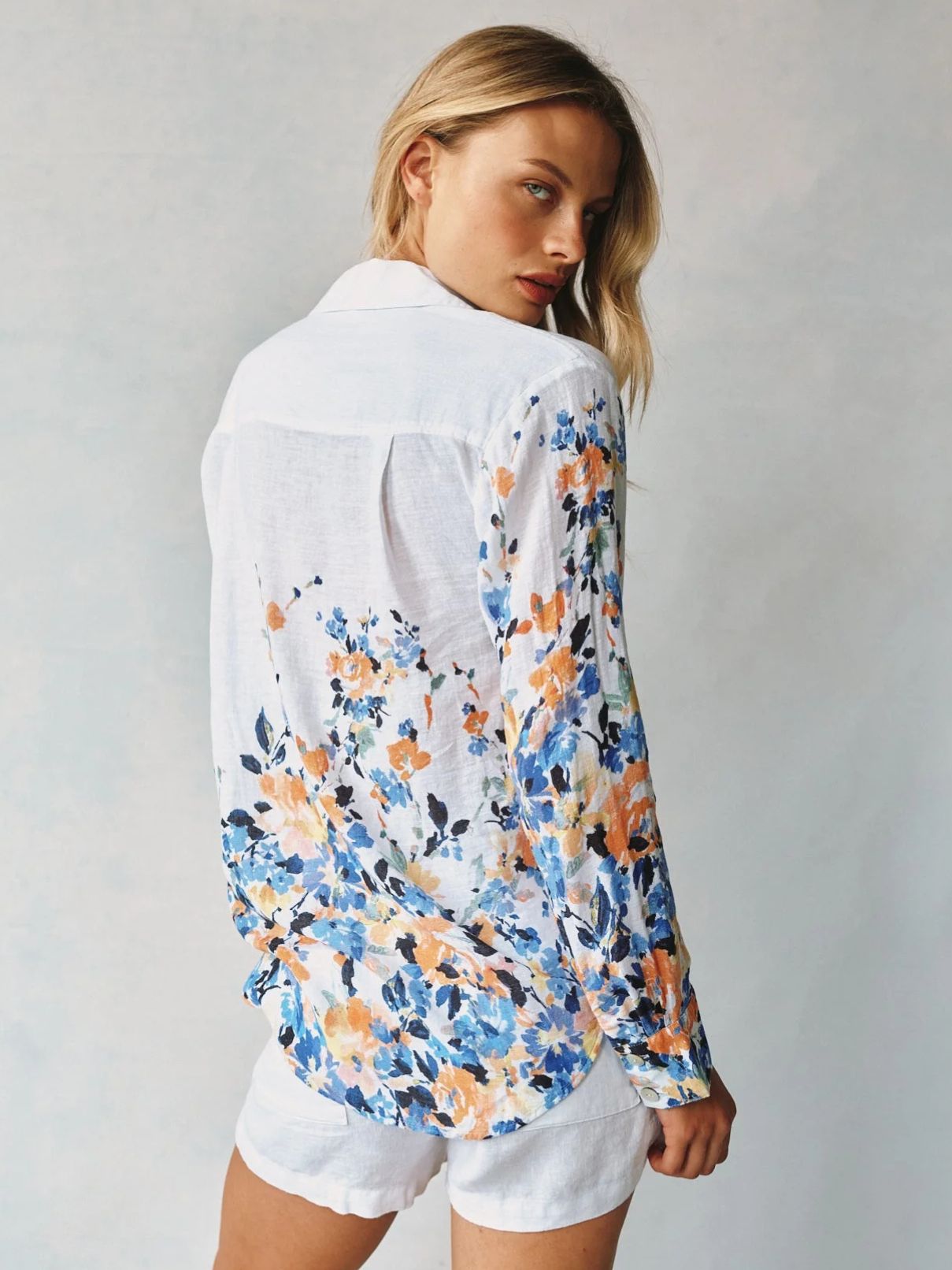 Bella Dahl Boyfriend Button Down Floral Border Print