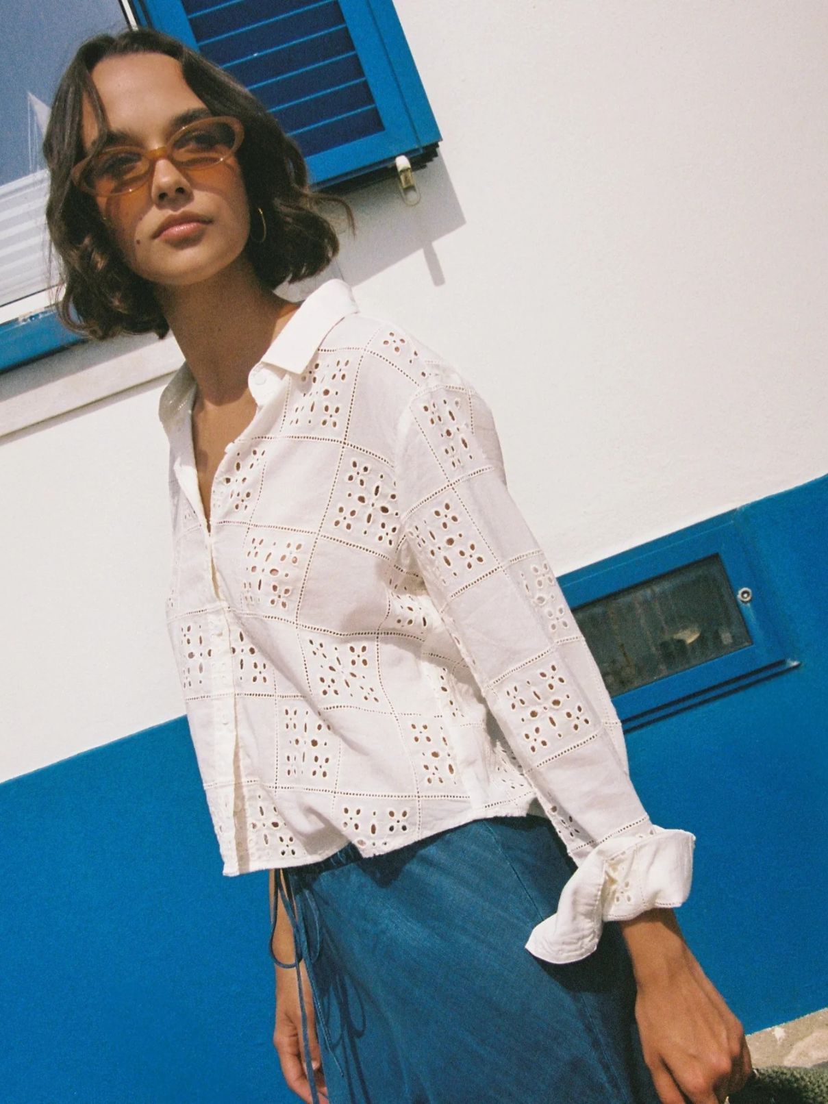 Bella Dahl Contrast Button Down Shirt in Soft Ivory