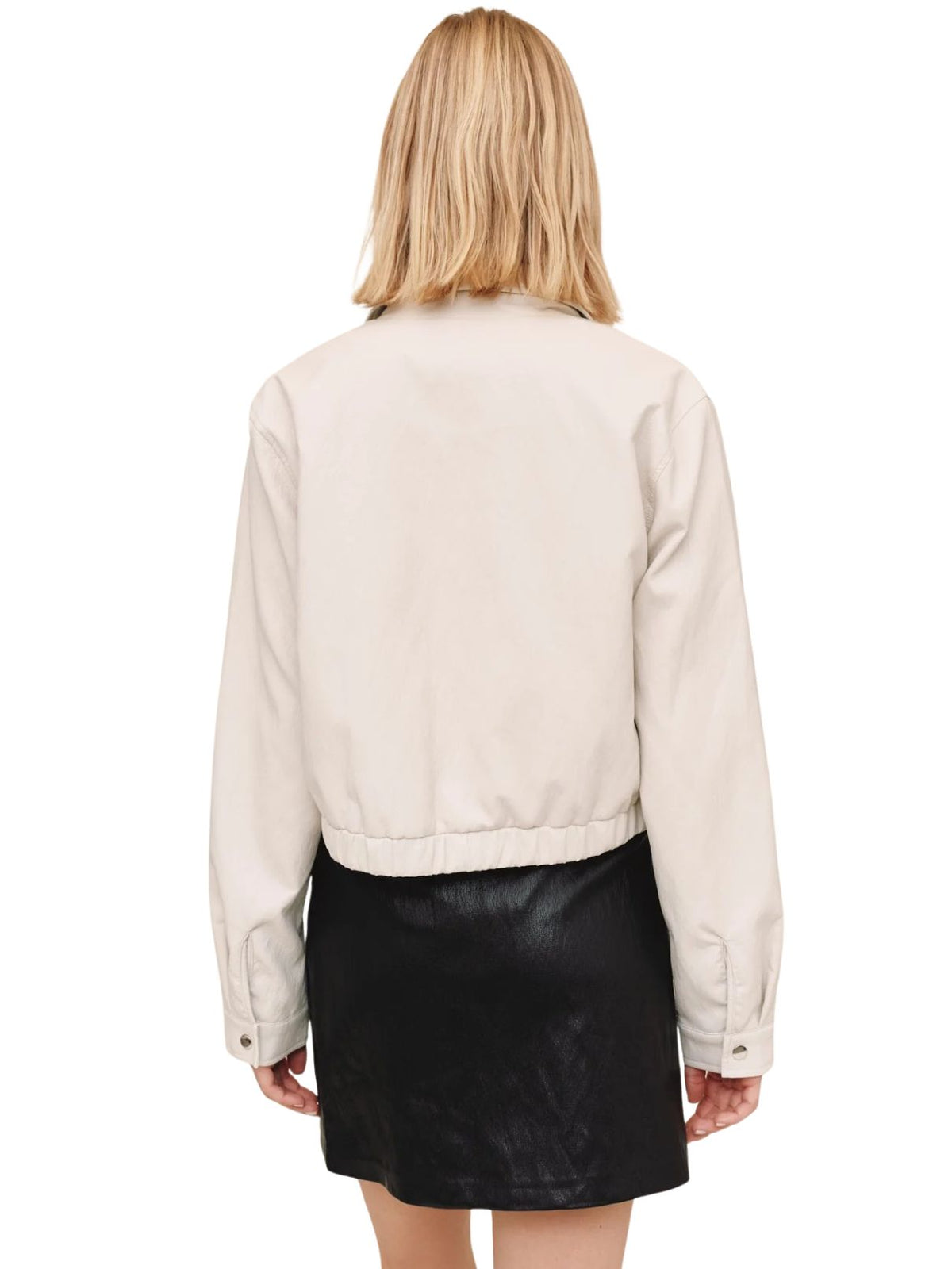 Bella Dahl Crop Bomber Jacket in Winter White