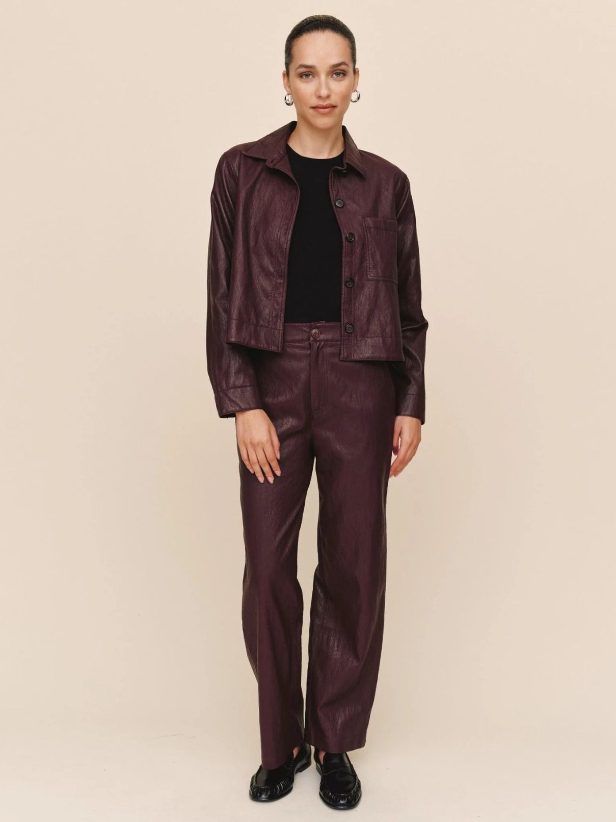 Bella Dahl Crop Pocket Jacket in Crimson Ember