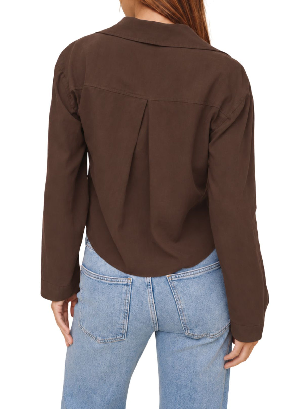 Bella Dahl Cropped Button Down in Dark Chestnut