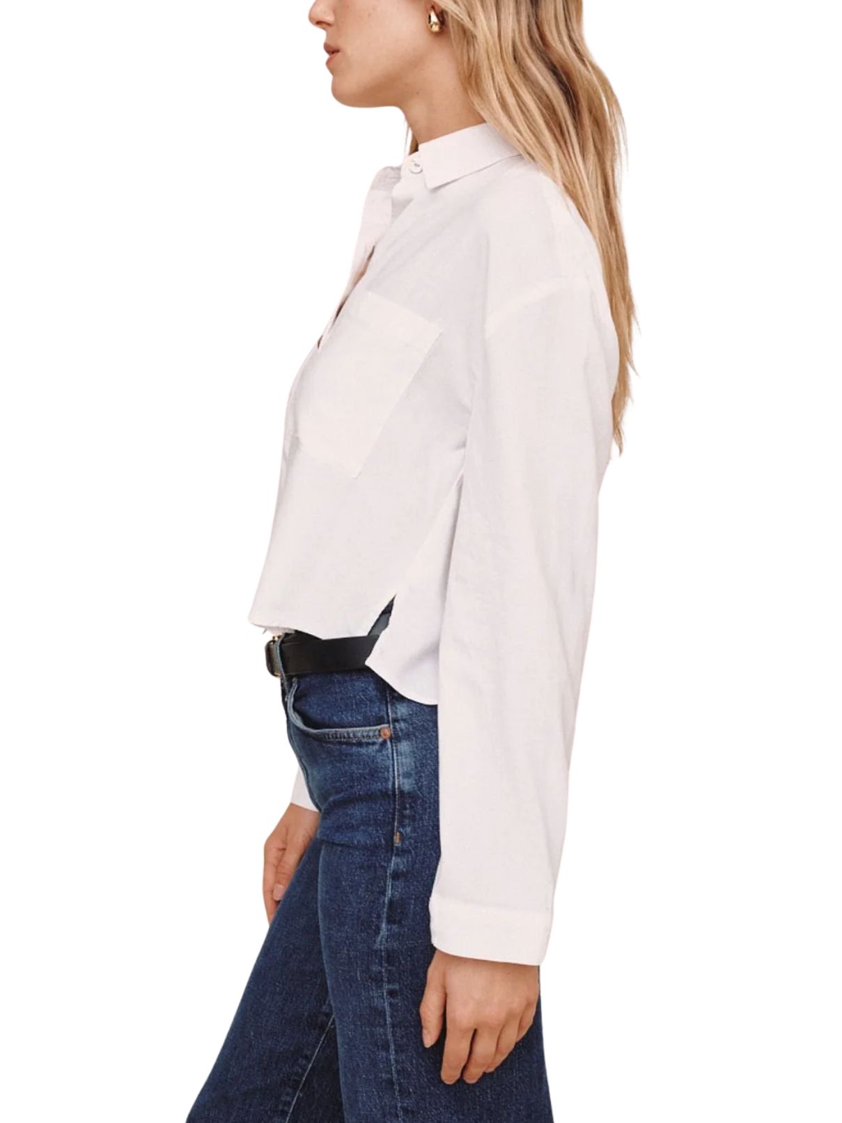Bella Dahl Cropped Button Down in White