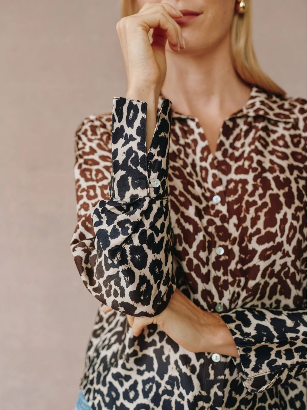 Bella Dahl Flowy Botton Down Shirt in Ombred Leopard