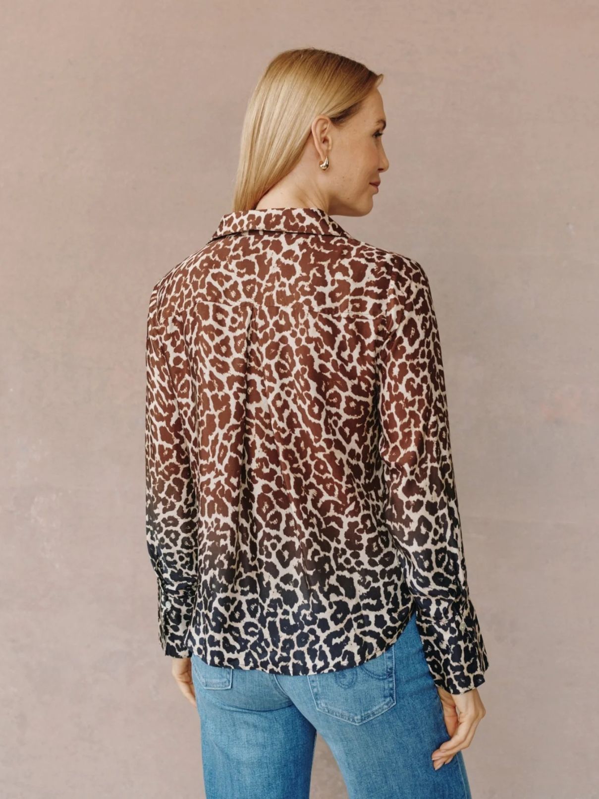 Bella Dahl Flowy Botton Down Shirt in Ombred Leopard