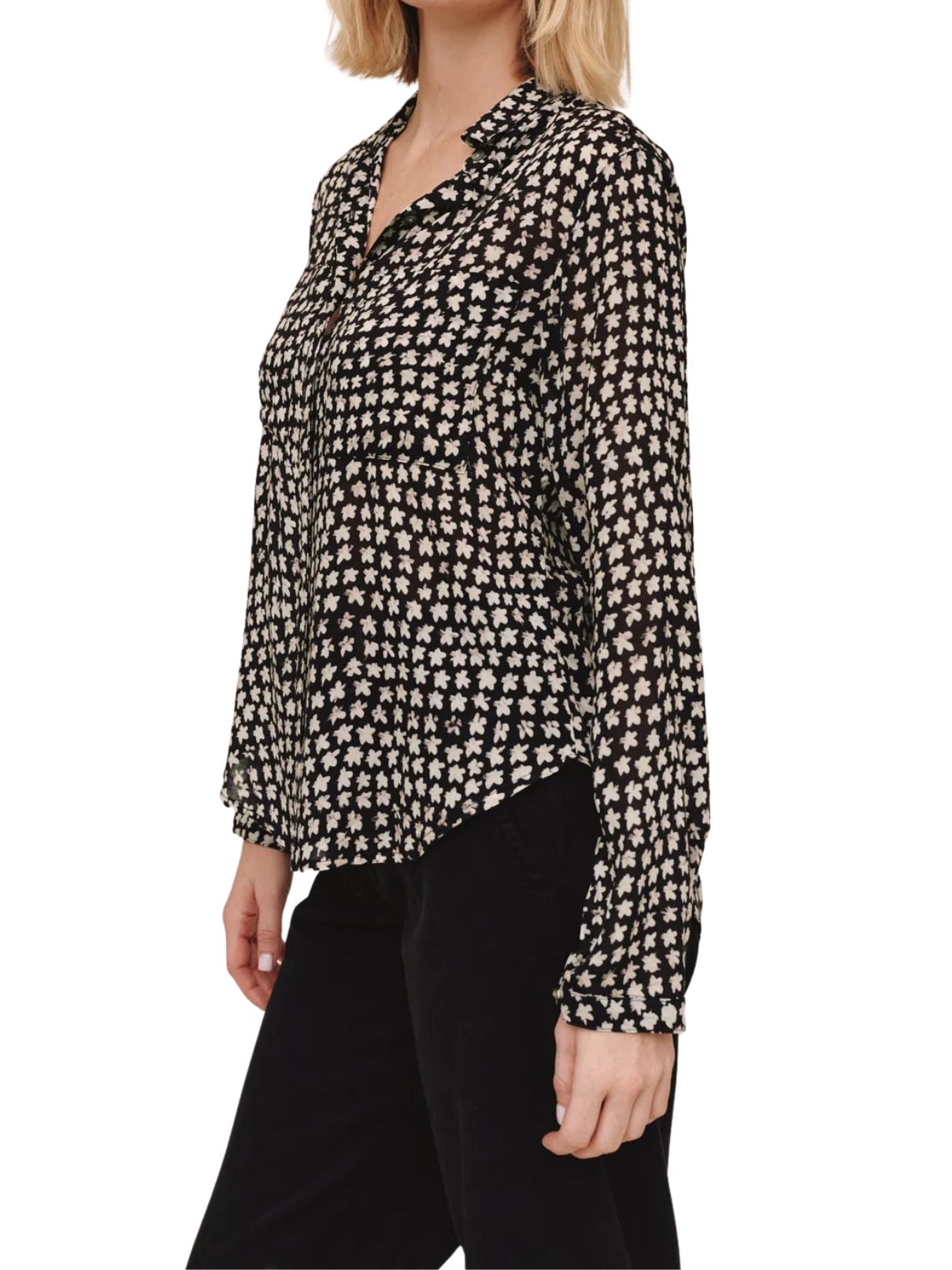 Bella Dahl Full Button Down Hipster Shirt – Sketched Stars Print