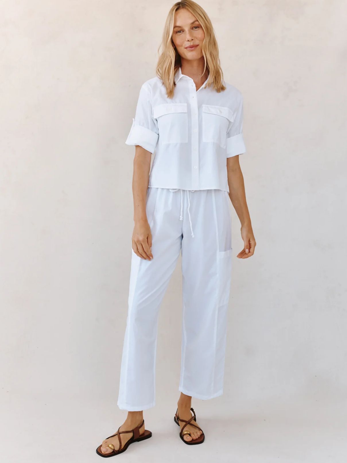 Bella Dahl L/S Crop Utility Shirt in White