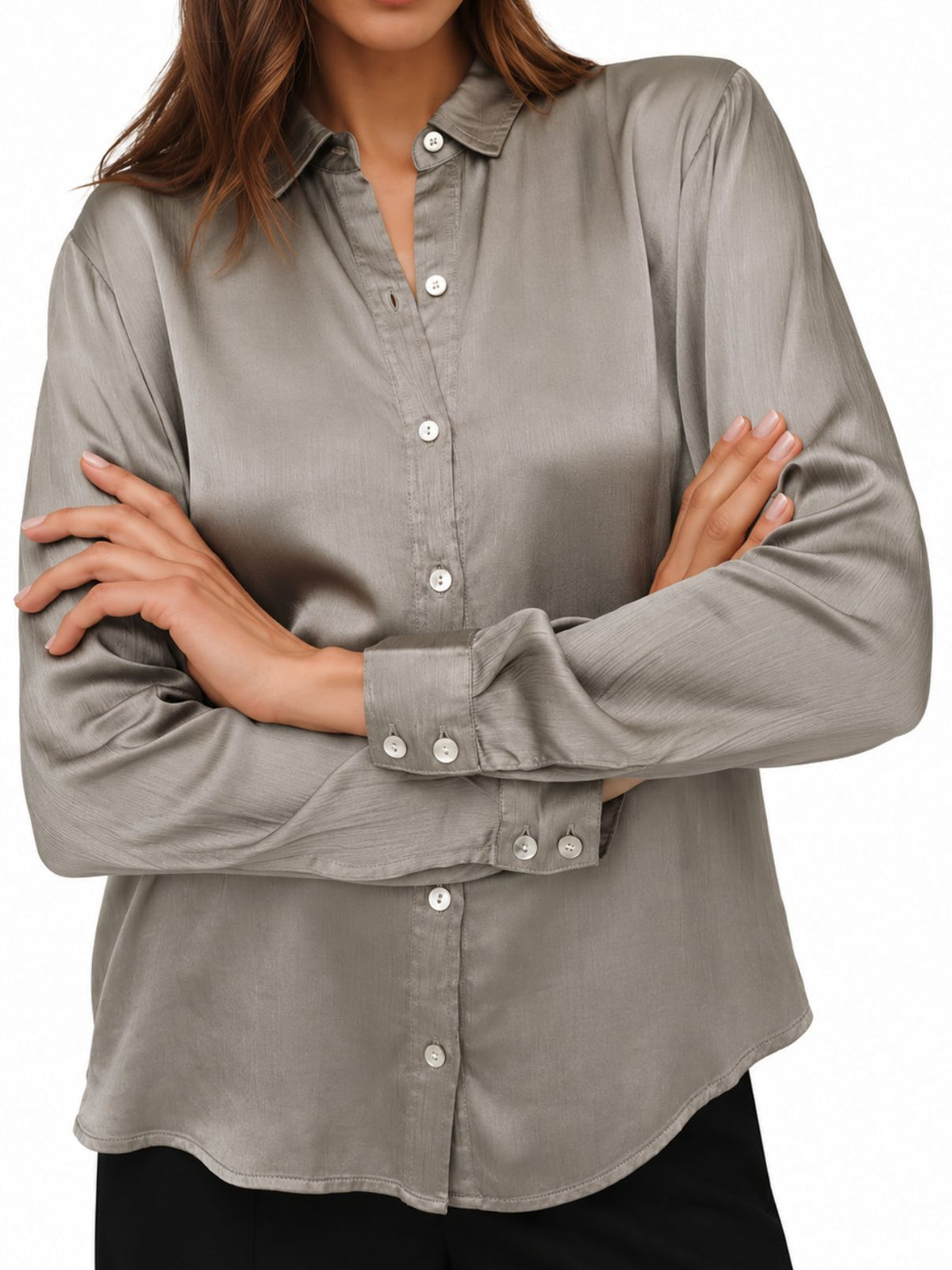Bella Dahl Long Sleeve Button Front Shirt in Moon