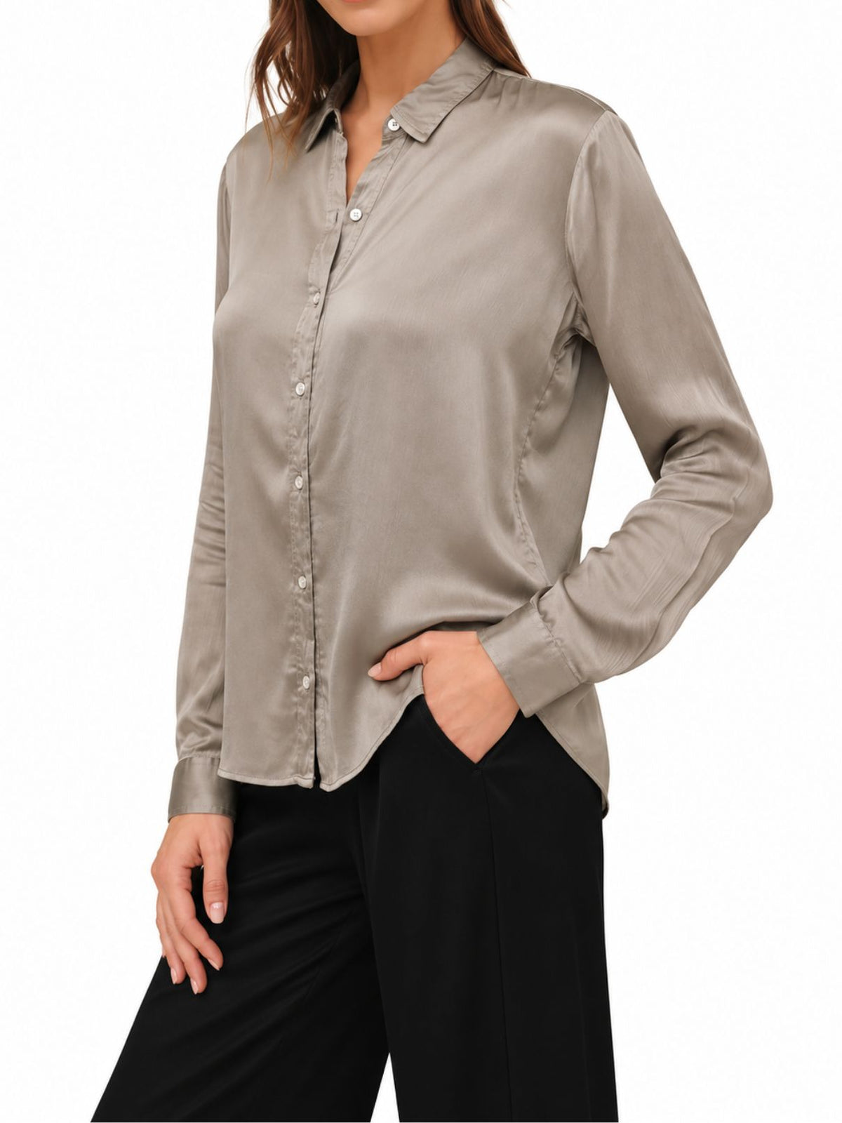 Bella Dahl Long Sleeve Button Front Shirt in Moon