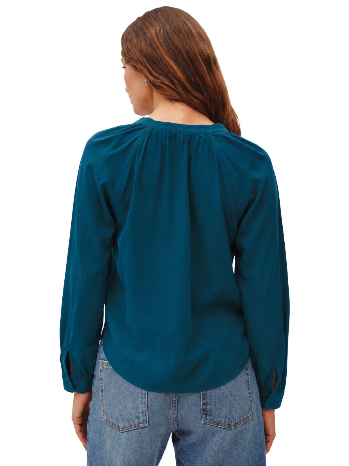Bella Dahl Long Sleeve Wide Placket Pullover – Twilight Teal