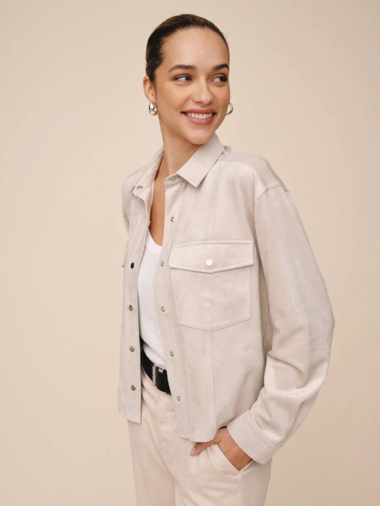 Bella Dahl Pocket Shacket in Panna Cotta