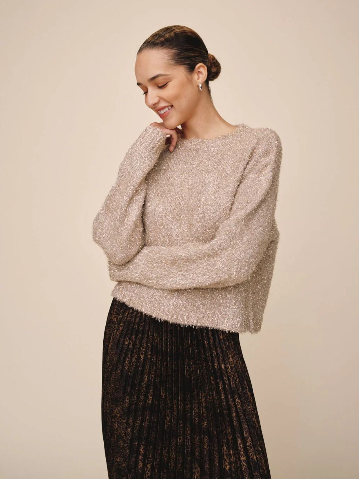 Bella Dahl Slouchy Sweater in Gold Shimmer