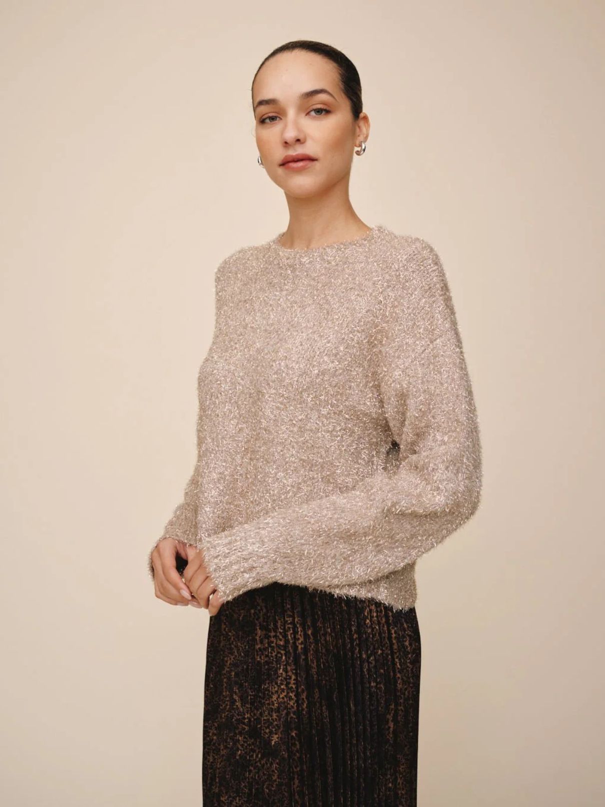 Bella Dahl Slouchy Sweater in Gold Shimmer