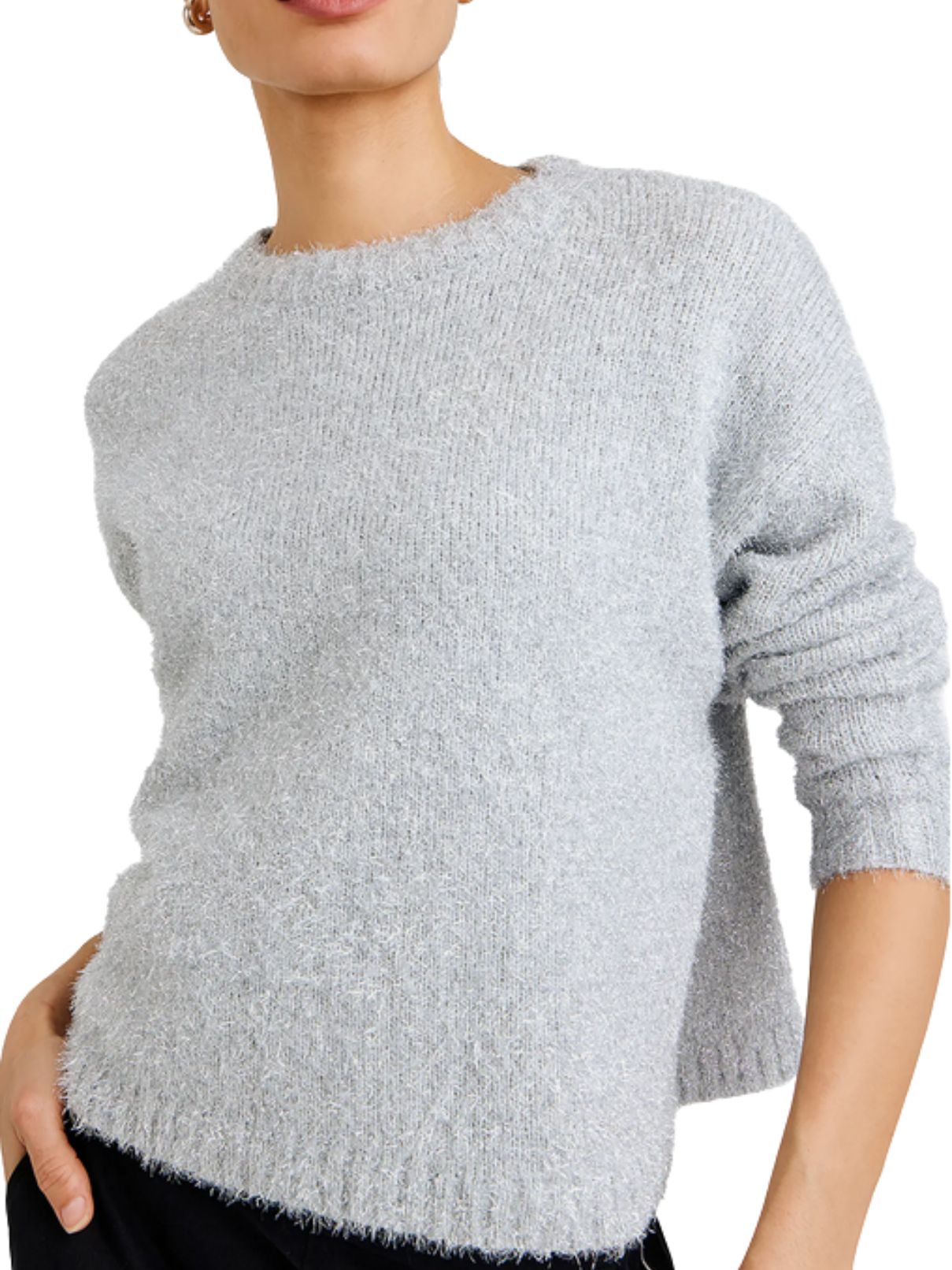 Bella Dahl Slouchy Sweater in Silver Shimmer