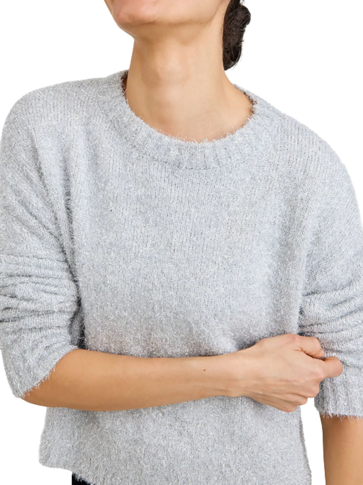 Bella Dahl Slouchy Sweater in Silver Shimmer