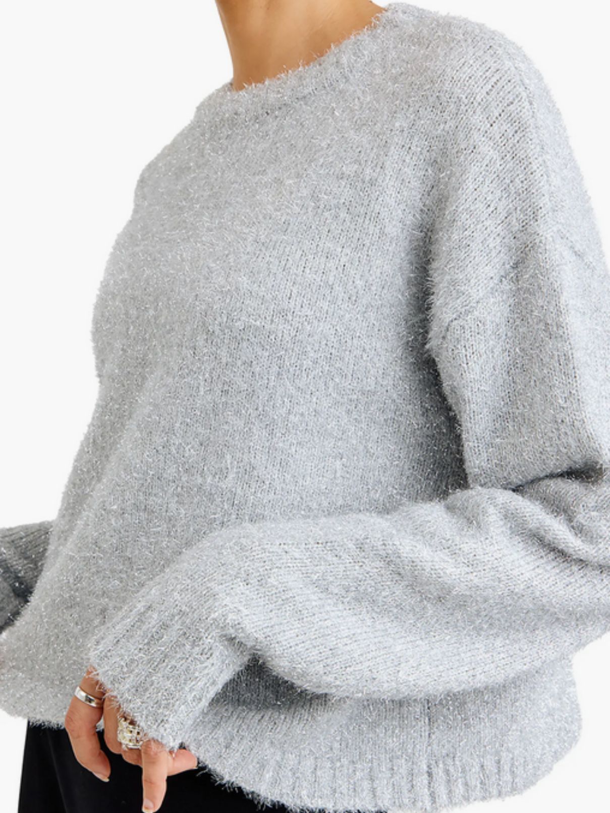Bella Dahl Slouchy Sweater in Silver Shimmer