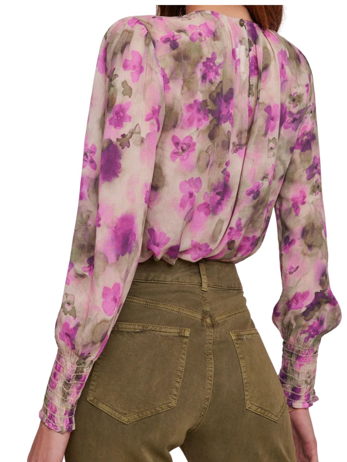 Bella Dahl Smocker Sleeve Floral Camo Print