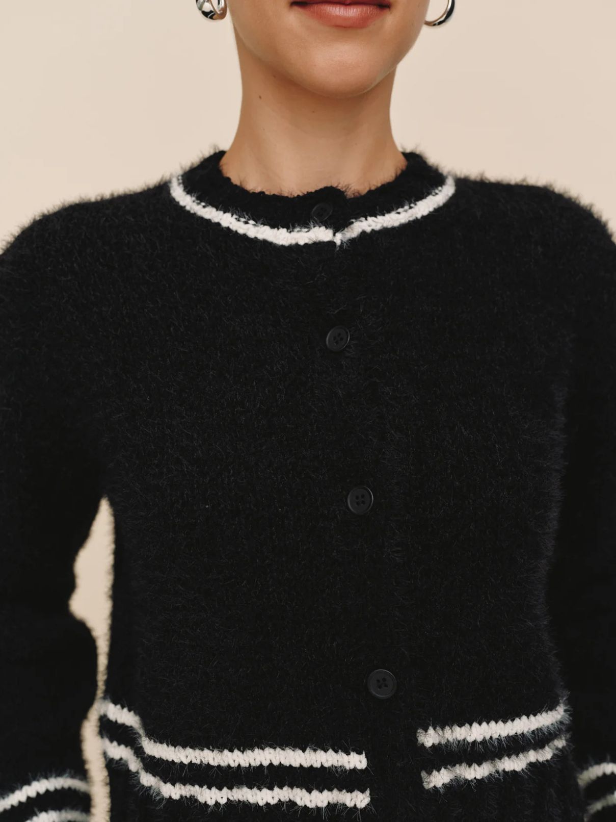 Bella Dahl Stripe Cardigan Sweater in Black