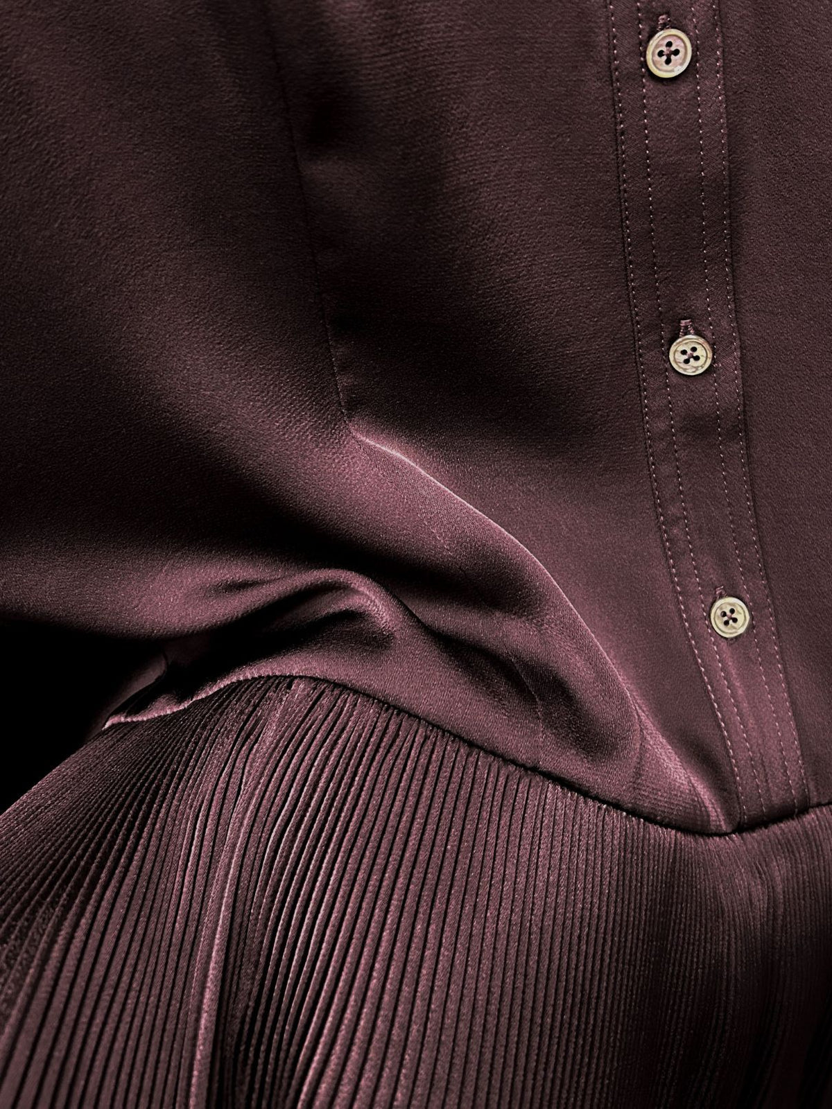 Belted Tiered Pleated Mini Shirt Dress in Cherry Lacquer