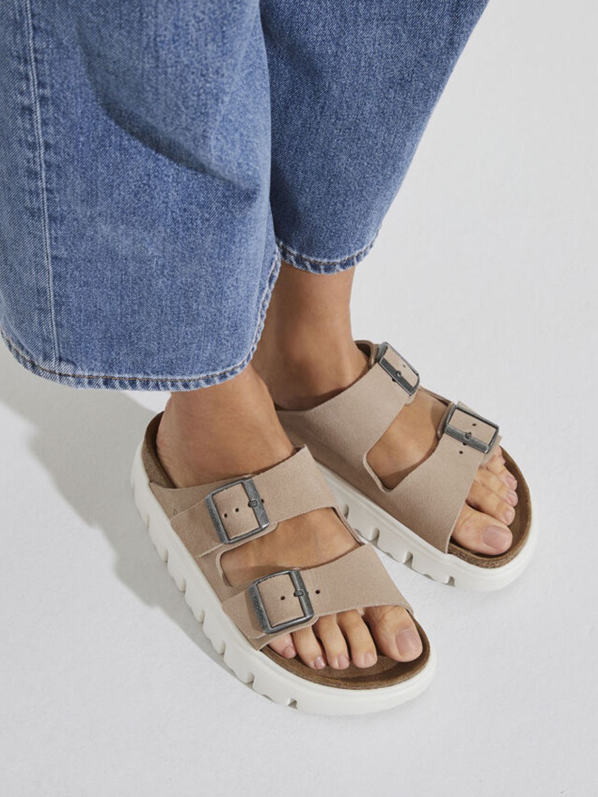 Birkenstock Arizona Chunky Suede Sandal in Warm Sand
