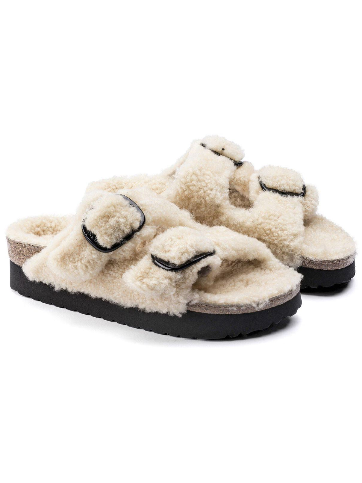 Birkenstock Arizona Platform in Teddy Shearling Eggshell