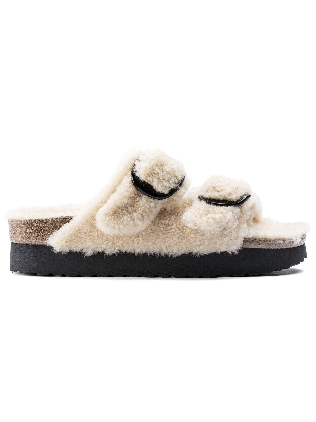 Birkenstock Arizona Platform in Teddy Shearling Eggshell