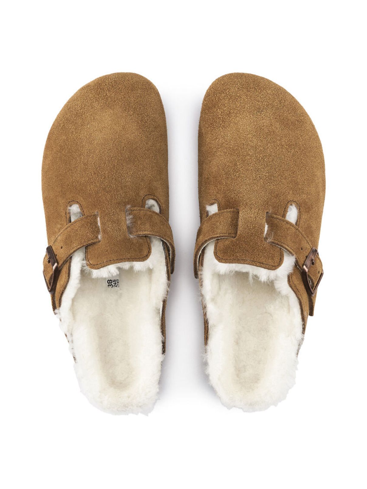 Birkenstock Boston Suede Shearling in Mink/Natural