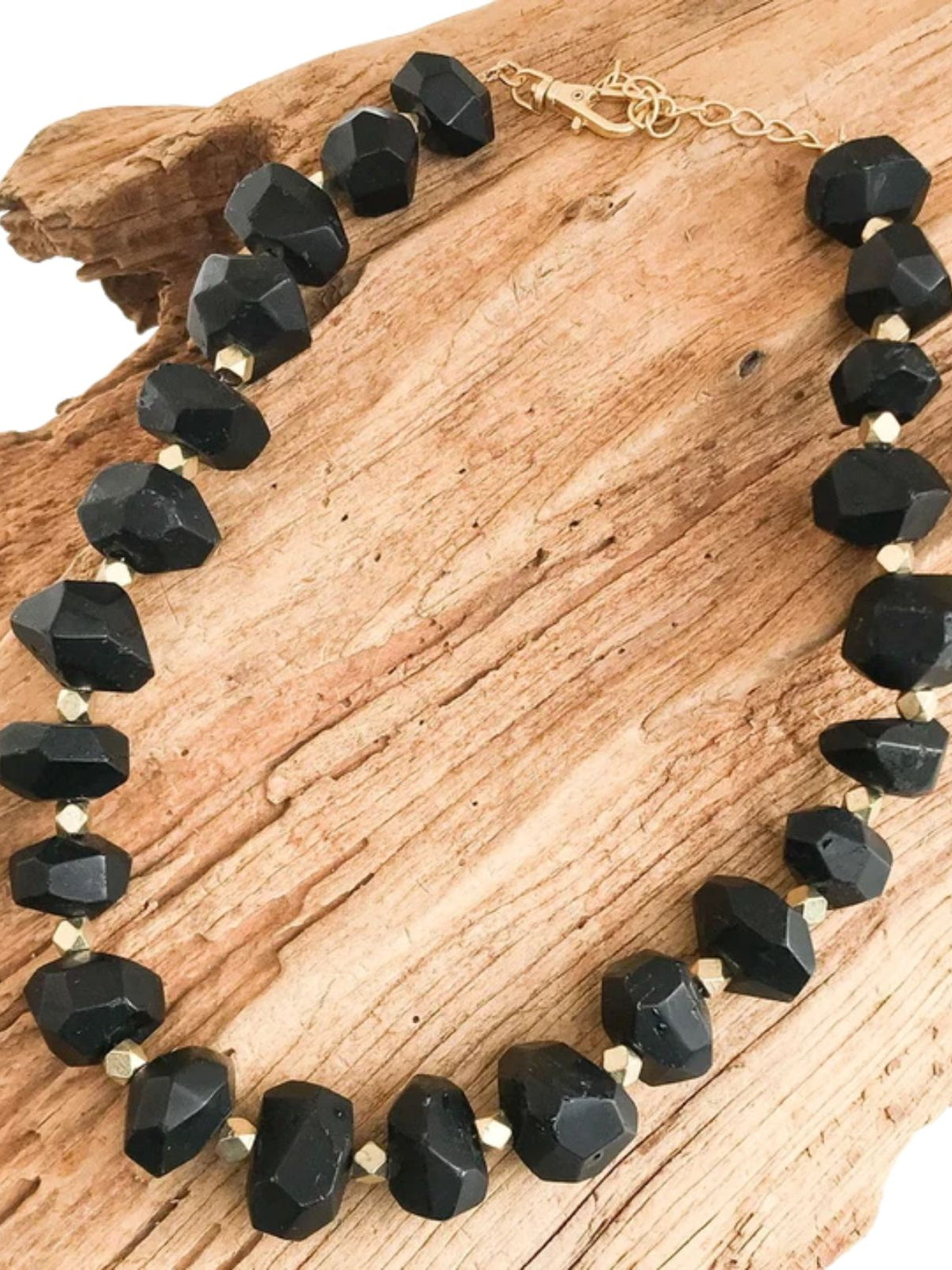 Black Obsidian Chunky Natural Stone Statement Necklace