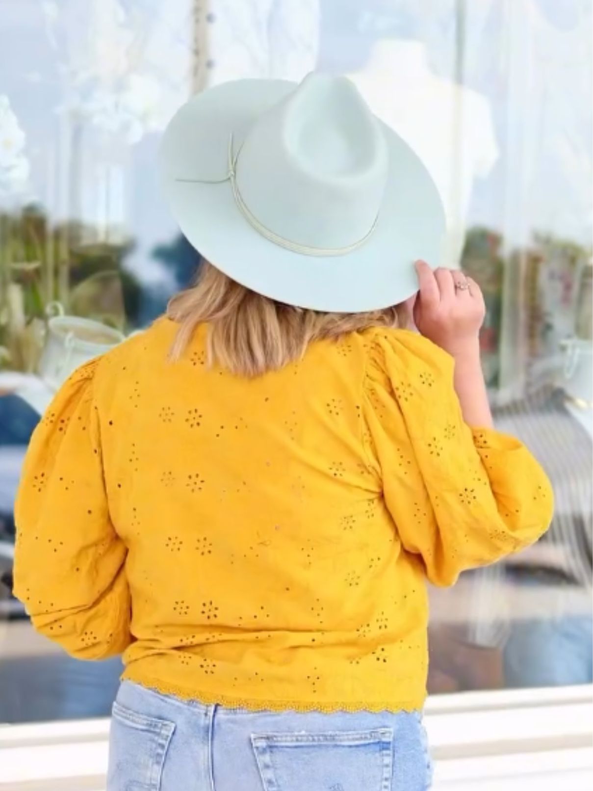 Bobi LA Tie Front Crop Top in Honey Mustard