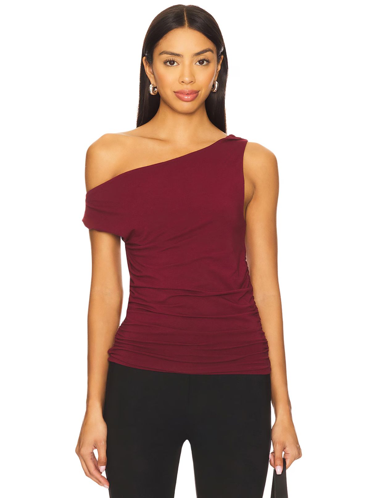 Bobi LA Twistoff Shoulder Top in Dark Port