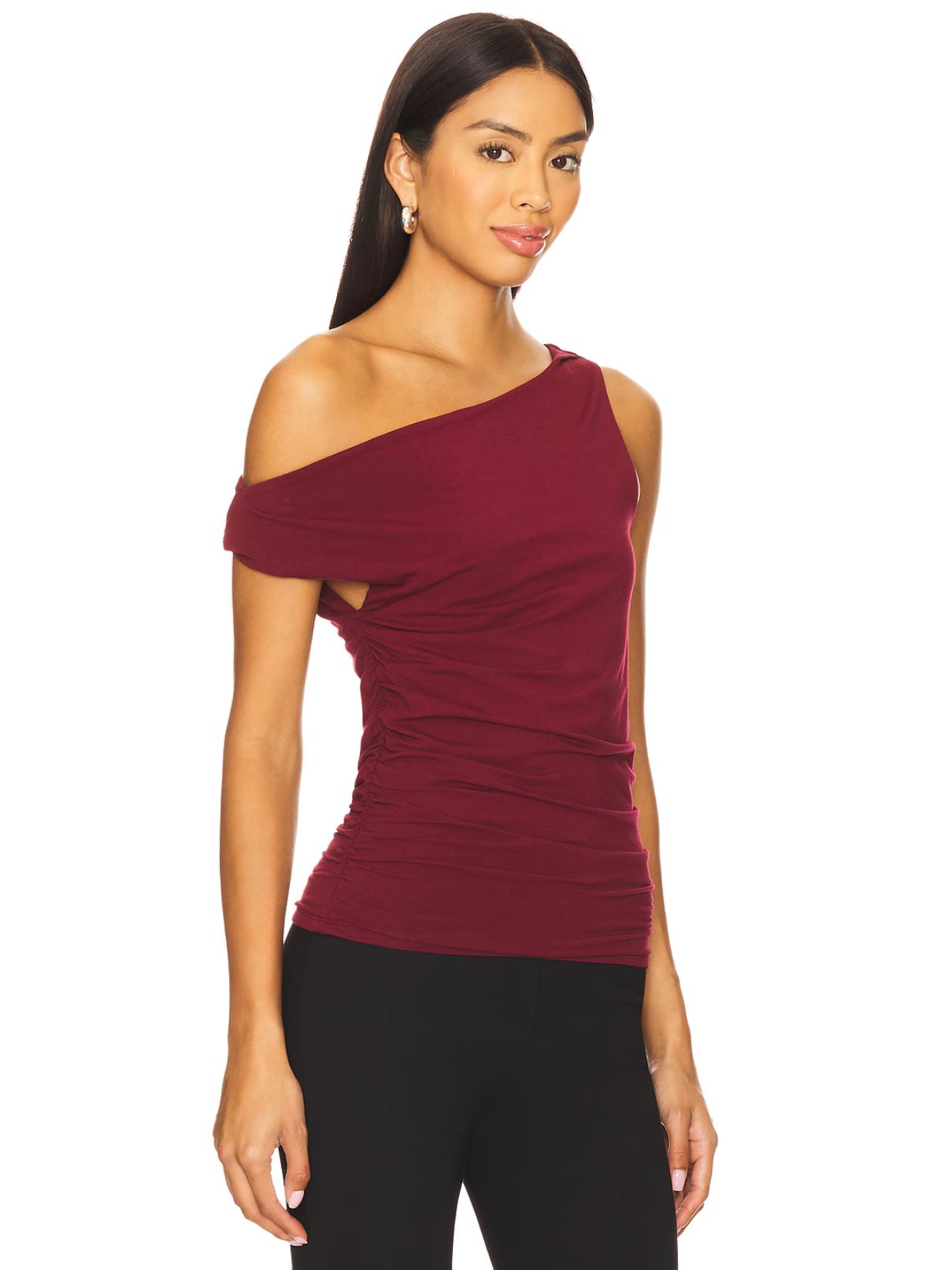 Bobi LA Twistoff Shoulder Top in Dark Port