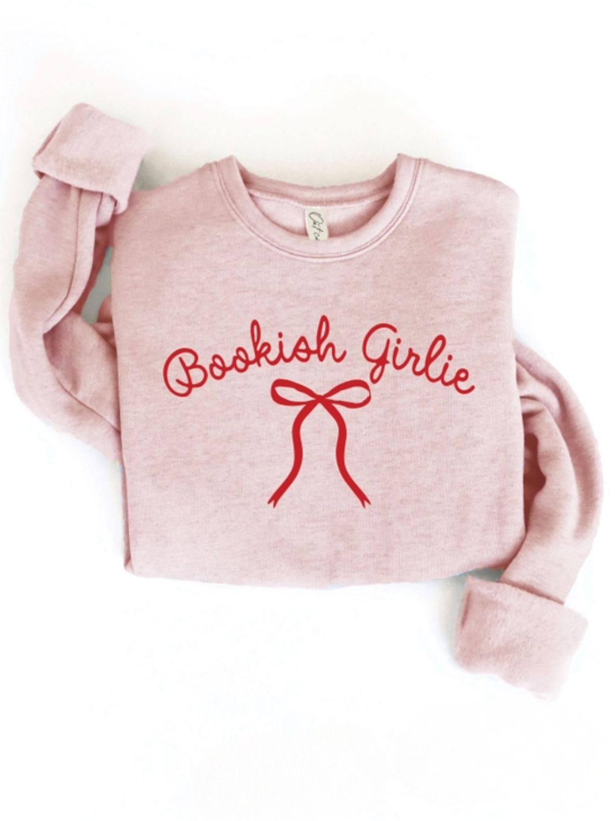 Bookish Girlie Puff Sweatshirt in Rose