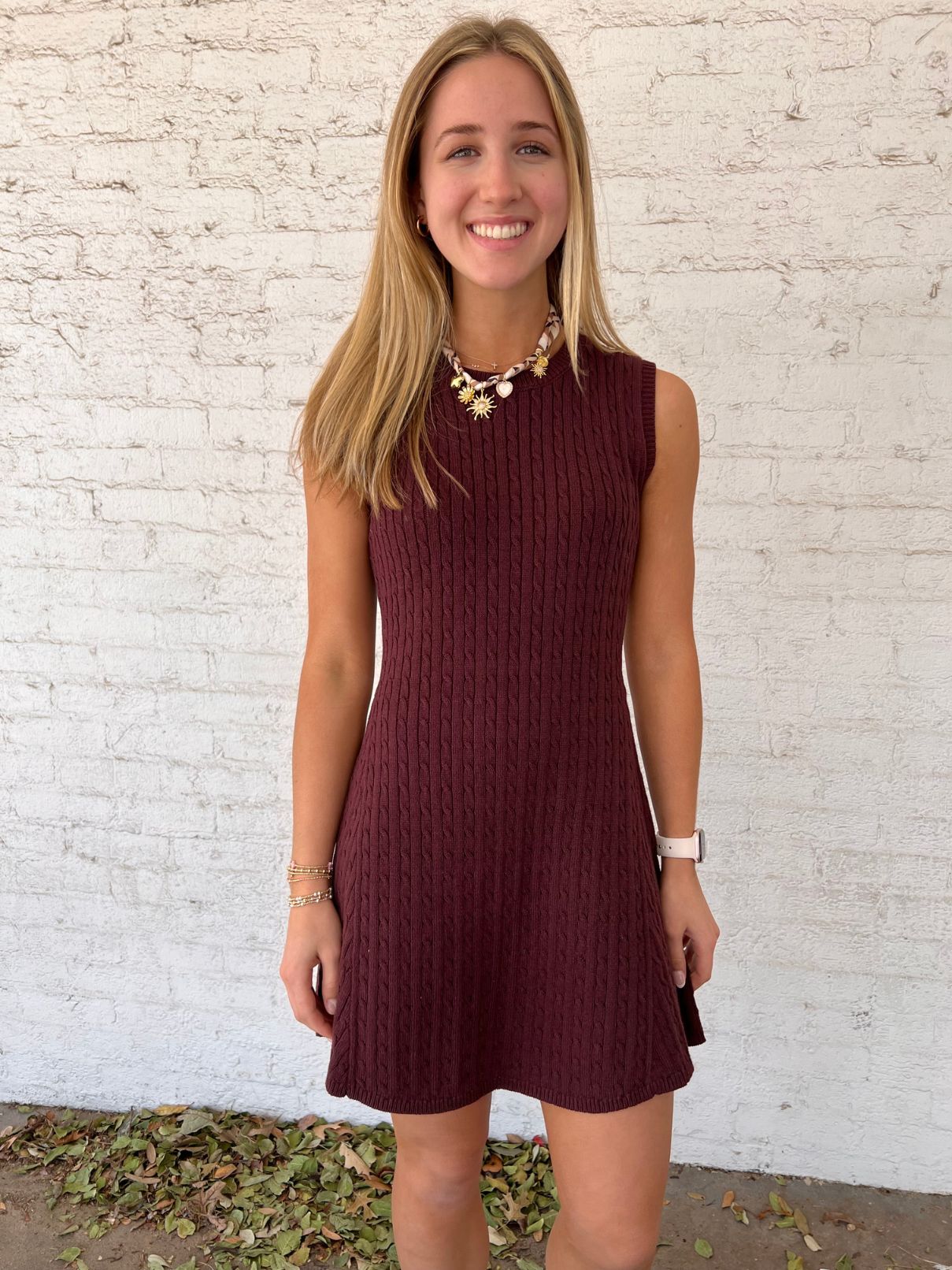 Cable Knit Sweater Mini in Brown