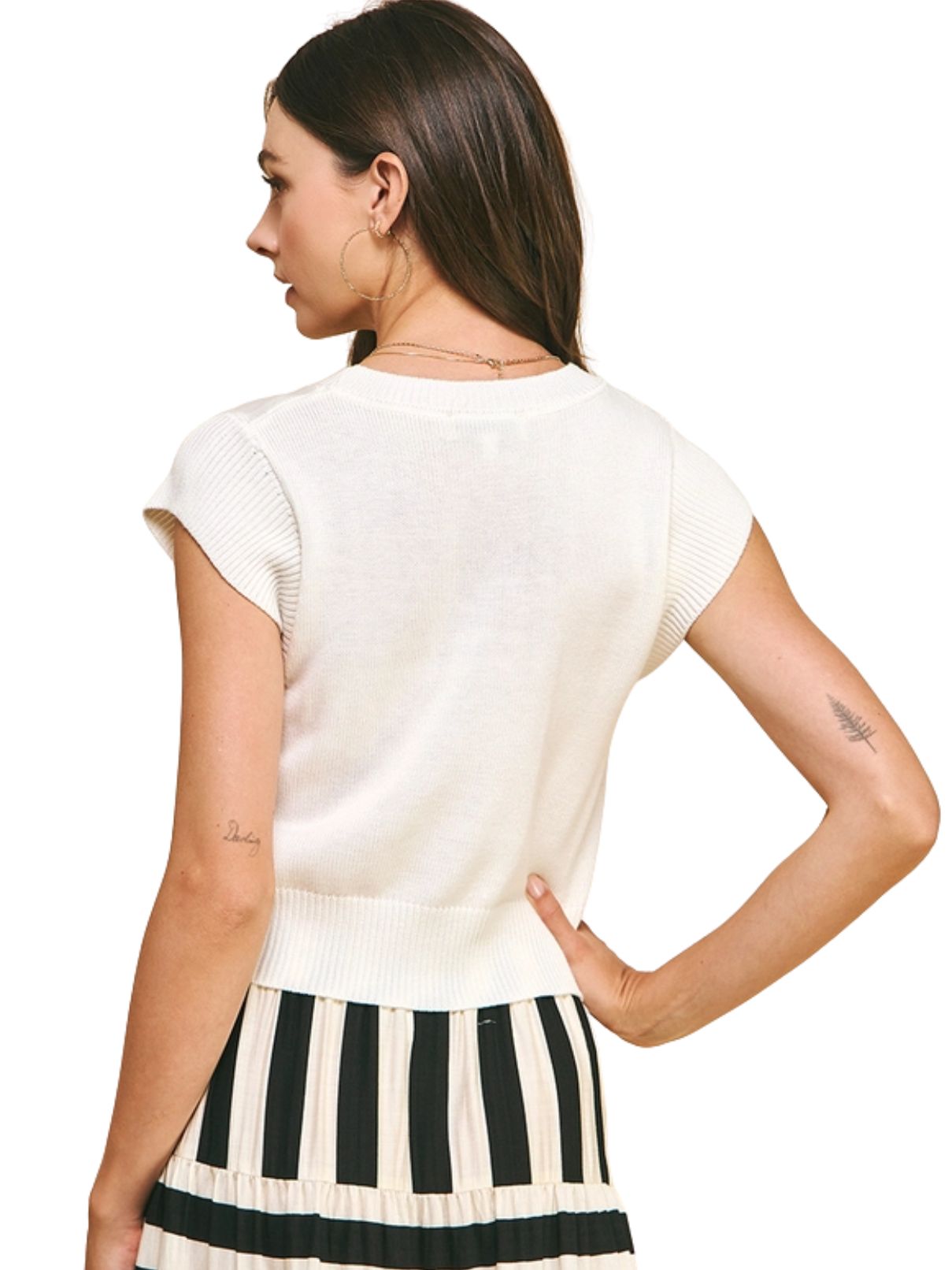  Cap Sleeve Knit Top in Pure White