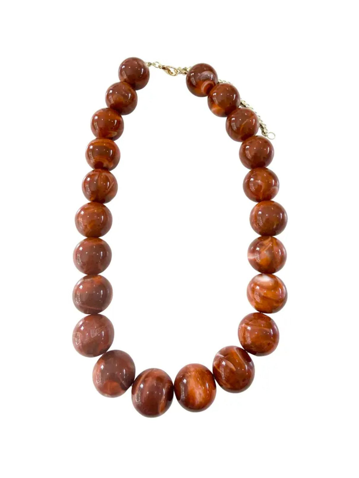 Carter Chunky Beaded Necklace in Rust